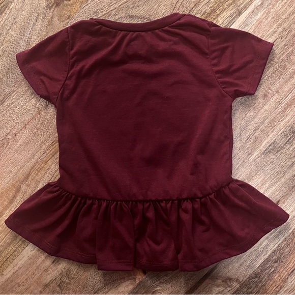 Disney Maroon Minnie Mouse Girls Peplum T-Shirt - Picture 3 of 8